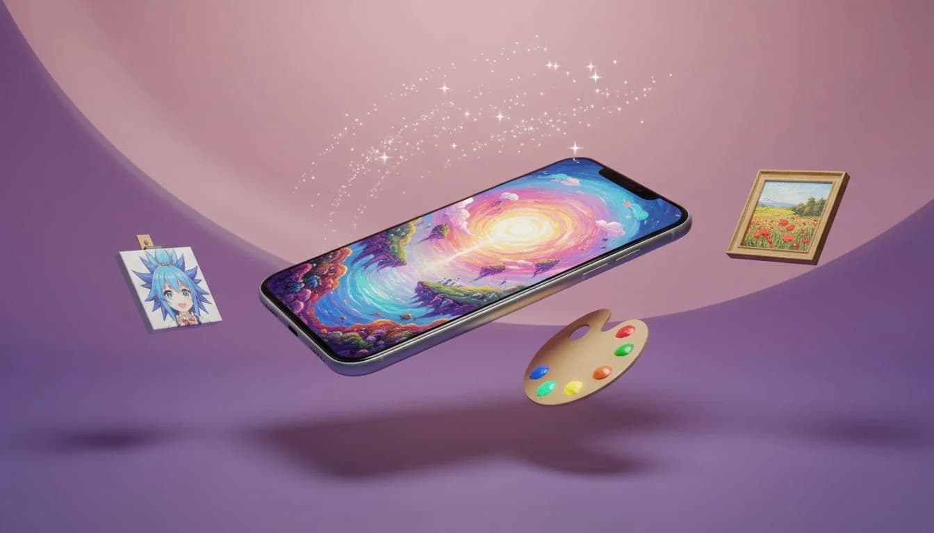 Free AI art generator app with no sign up — LUNA AI on smartphone showing easy access and instant creation